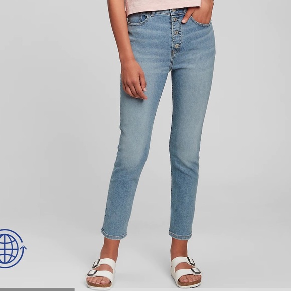 🆕 RESERVED XMS Gap Kids Teen Girls Sky High Rise Skinny Ankle Jeans Wash well - Picture 4 of 12